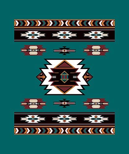 Southwestern Pattern Super Soft Throw Fleece Blanket 50x60 Inches - Blue