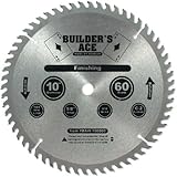 Oshlun BAW-100060 10 inch 60 Tooth Builder's Ace Finishing ATB Saw Blade with 5/8 inch Arbor