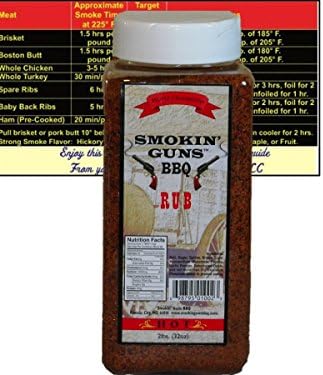 Smokin Guns BBQ Rub Hot Large 2 Pound (32 oz) Bottle Bundle with Complimentary Miniature Meat Smoking Guide Magnet