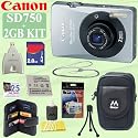 Canon PowerShot SD750 7.1MP Digital Elph Camera (Black) + 2GB Deluxe Accessory Kit