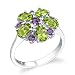 Sterling Silver 2.75 cts Oval Peridot Round Amethyst Ring Size 9
