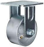 RWM Casters 45 4″ Diameter Durastan Wheel Kingpin Medium Duty Rigid Plate Caster with Roller Bearing and Side Wheel Brake, 4-1/2″ Length X 4″ Width Plate, 800 lbs Capacity Range