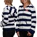 NCAA Auburn Tigers Ladies Navy Blue-White Rugby Striped Full Zip Hoodie Jacket