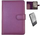 iTALKonline PURPLE Executive Wallet Case Cover Shield Slot and LCD Screen Protector with MicroFibre Cleaning Cloth for Amazon Kindle 3 Global Wireless 3G 6