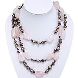Golden Freshwater Pearl & Rose Quartz Handmade Rope Necklace
