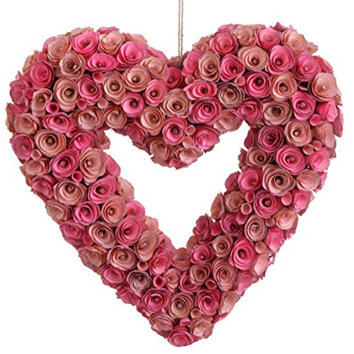 RAZ Imports – Valentines Day – 19″ Pink Rose Heart Wreath Ornament