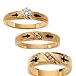 14K Yellow Gold Wedding Set and Man's Wedding Band - 0.23 Ct.