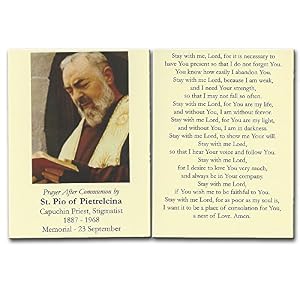 Amazon.com : St. Padre Pio Prayer After Communion Card 10 Pk : Office ...