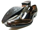 Mens Yellow Brown Designer Metal Tip Croco Print Loafer Dress Shoes Styled in Italy