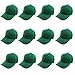 Plain Blank Baseball Caps Adjustable Back Strap Wholesale LOT 12 Pack- 001-Kelly Green