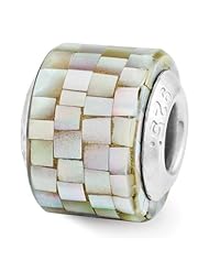 Sterling Silver Reflections Grey Mother of Pearl Mosaic Bead