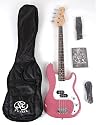 SX BG1K 3/4 BGMY Pink Bass Guitar Package w/BA1565 AMP and Instructional DVD