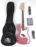 Bass Guitars item: SX BG1K 3/4 BGMY Pink Bass Guitar Package w/BA1565 AMP and Instructional DVD
