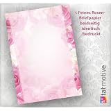 Briefpapier Rosen (50 St�ck) Motivpapier DIN A4 BEIDSEITIG mit wundersch�nem Pink Rosa Motiv, auch als 6 seitiger Flyer bedruckbar, Idee f�r Geschenkvon "TATMOTIVE - hier alle..."