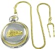 Pocketwatch with Chain Gold-tone Railroad Pocket Watch with 14" Clip on Chain