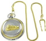 Pocketwatch with Chain Gold-tone Railroad Pocket Watch with 14 Clip on Chain