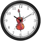 Cello Musical Instrument - Music Theme Wall Clock by WatchBuddy Timepieces (Black Frame)