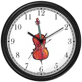 Cello Musical Instrument - Music Theme Wall Clock by WatchBuddy Timepieces (Hunter Green Frame)
