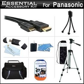 Essential Accessory Kit For Panasonic HC-X900M, HC-X900, HC-X800 Camcorder Includes 50 Tripod + Deluxe Case + Mini HDMI Cable + Cleaning Kit + Screen Protectors + More