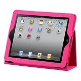 Apple iPAD i-Pad 2 II 2nd Generation 3G, Wifi Model 16GB 32GB 64GB Tablet Slate High Quality Hot Pink Leather Cover Protective Case Jacket Magnetic Closing Flap Bracket Stand + Free Additional High Quality Screen Shield Protector