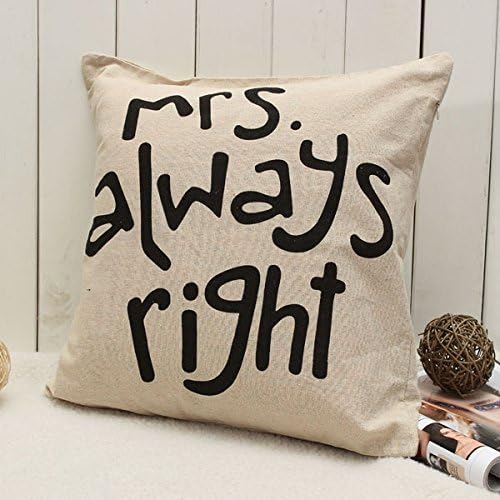Mr Mrs Right Pillow Case Wedding Valentine's Day Gift Cushion Cover Home Decor 42X42cm