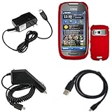 iNcido Brand Nokia C7-00/Astound Combo Rubber Red Protective Case Faceplate ....