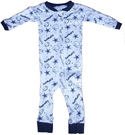 Dallas Cowboys All Over Logos Pajamas Onesie Sleeper Infant Size 12 Months