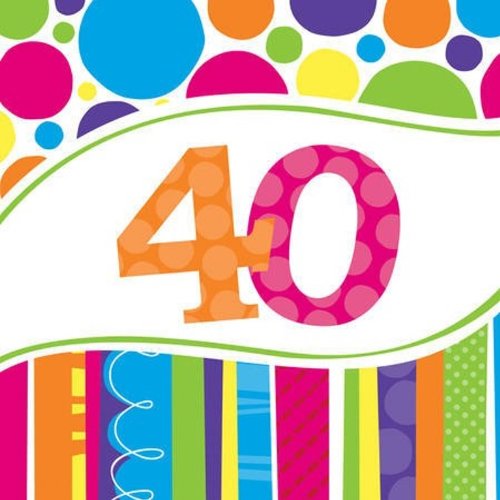Creative Converting 18 Count Bright and Bold 40th Birthday Lunch Napkins