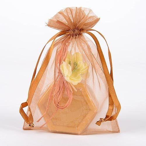Organza Drawstring Gift Bag 8 x 12 inches 8"x12" (Quantity of 10, Old Gold)