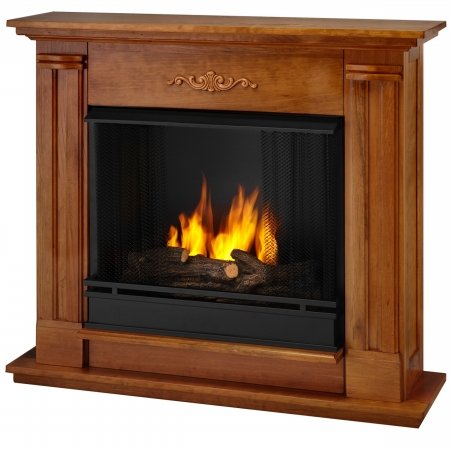 Real Flame Petite Cathedral Ventless Gel Fireplace - #3800 in Oak Oak 33H x 37W x 12D