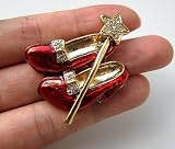 Wirzard of Oz Crystal Red Ruby Slipers Shoes Pin Brooch