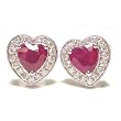 18K White Gold Ruby and Diamond Heart Earrings