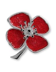 Sterling Silver Enamel Poppy Brooch