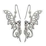 Sterling Silver Butterfly Fairy Dangle Earrings Faerie