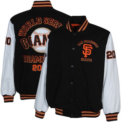 San Francisco Giants Black-White 2010 World Series Champions Canvas Jacket (Large)