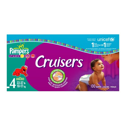 Pampers Cruisers Diapers, Size 4 (22-37 Lbs), Value Pack, 100 Cruisers