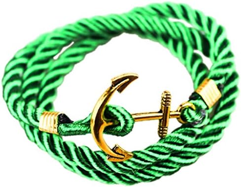 Hallery Alloy Diamond DIY Twining Weave Gilded Anchors Leather Bracelets(No.5)