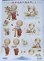 A4 step by step 3D Morehead die cut decoupage sheet cute boys, calf, puppy