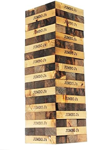 JUMBO J'S - XL Tumbling Tower Wood Block Stacking Game-Dark Walnut-Compared to Giant Jenga
