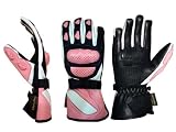 Waterproof white and pink womens leather motorcycle gloves 2XS Waterproof white and pink womens leather motorcycle gloves 2XS