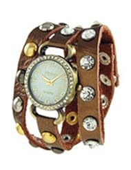 Geneva Designer Inspired Leather Wrap Watch Bronze