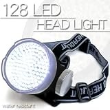 ★LED128灯ヘッドライト◆黒★驚異的明るさ！　夜間・暗所作業に最適なヘッドランプ　生活防水仕様の画像