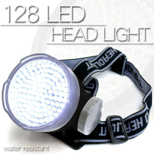 ★LED128灯ヘッドライト◆黒★驚異的明るさ！　夜間・暗所作業に最適なヘッドランプ　生活防水仕様