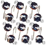 Denver BRONCOS Set Bathroom Shower Curtain Hooks Rings
