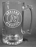 MLB Oakland Athletics Laser Etched 27oz Glass Beer Mug