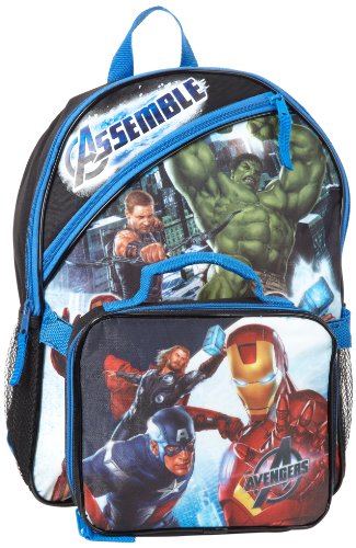 Fast Forward Boys 2-7 Avengers Backpack with Detachable Lunch Bag , Blue/Black, One Size