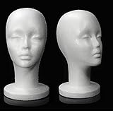 LuckyFine Female White Mannequin Styrofoam Foams Wigs Hats Head Display Holder Model Stand