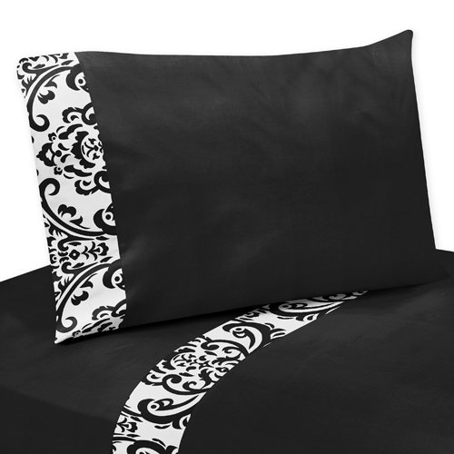 3 pc Twin Sheet Set for Black and White Isabella Bedding Collection by Sweet Jojo Designs