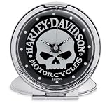 Harley-Davidson® Bulova® Skull Travel Clock. Glows in dark. Alarm. 99361-10V