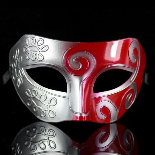 Melody Retro Roman gladiator Halloween party masks man woman children Mardi Gras Masquerade mask more colors available (Silver + Red)